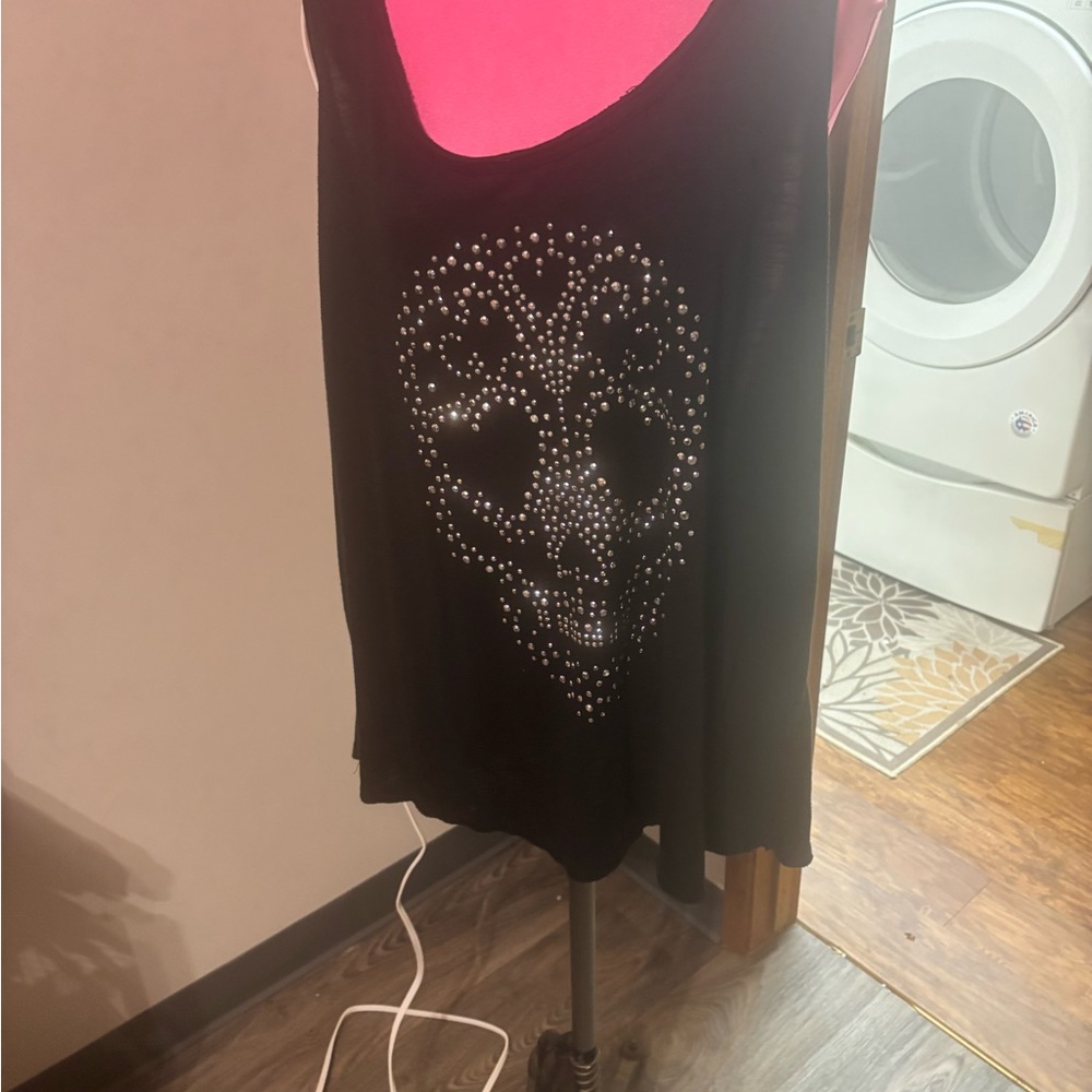 Old School Torrid Black Tank with Crystal  Accents